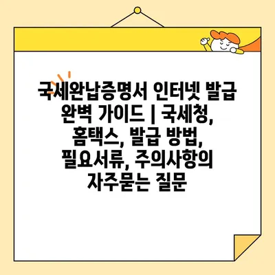 국세완납증명서 인터넷 발급 완벽 가이드 | 국세청, 홈택스, 발급 방법, 필요서류, 주의사항