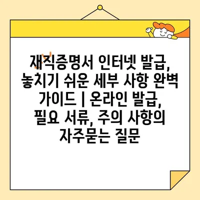 재직증명서 인터넷 발급, 놓치기 쉬운 세부 사항 완벽 가이드 | 온라인 발급, 필요 서류, 주의 사항