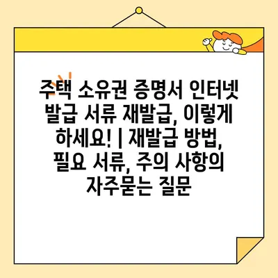 주택 소유권 증명서 인터넷 발급 서류 재발급, 이렇게 하세요! | 재발급 방법, 필요 서류, 주의 사항