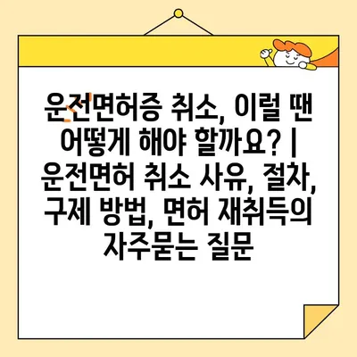 운전면허증 취소, 이럴 땐 어떻게 해야 할까요? | 운전면허 취소 사유, 절차, 구제 방법, 면허 재취득