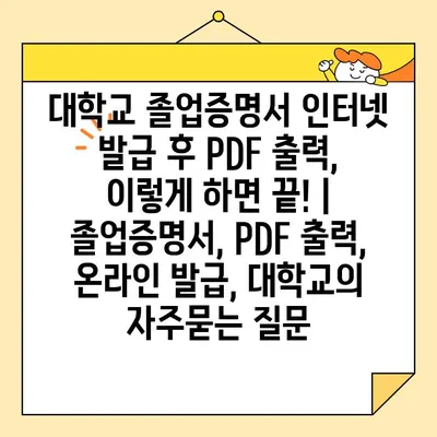 대학교 졸업증명서 인터넷 발급 후 PDF 출력, 이렇게 하면 끝! | 졸업증명서, PDF 출력, 온라인 발급, 대학교