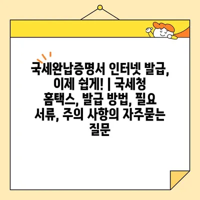국세완납증명서 인터넷 발급, 이제 쉽게! | 국세청 홈택스, 발급 방법, 필요 서류, 주의 사항