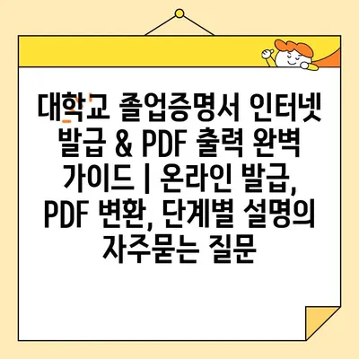 대학교 졸업증명서 인터넷 발급 & PDF 출력 완벽 가이드 | 온라인 발급, PDF 변환, 단계별 설명