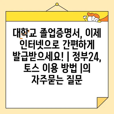 대학교 졸업증명서, 이제 인터넷으로 간편하게 발급받으세요! | 정부24, 토스 이용 방법 |