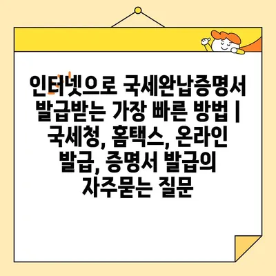 인터넷으로 국세완납증명서 발급받는 가장 빠른 방법 | 국세청, 홈택스, 온라인 발급, 증명서 발급