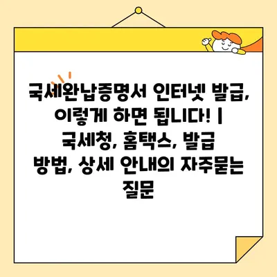 국세완납증명서 인터넷 발급, 이렇게 하면 됩니다! | 국세청, 홈택스, 발급 방법, 상세 안내