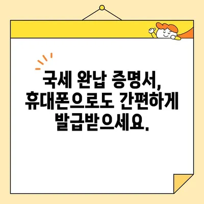 국세 완납 증명서 인터넷 발급, 이렇게 쉽게 해보세요! | 국세청, 온라인 발급, 증명서 발급, 세금