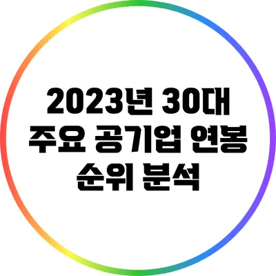 2023년 30대 주요 공기업 연봉 순위 분석