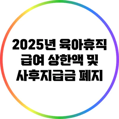 2025년 육아휴직 급여 상한액 및 사후지급금 폐지