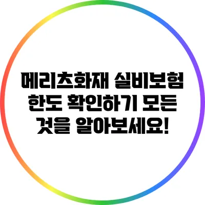메리츠화재 실비보험 한도 확인하기: 모든 것을 알아보세요!