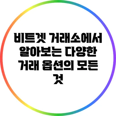 비트겟 거래소에서 알아보는 다양한 거래 옵션의 모든 것