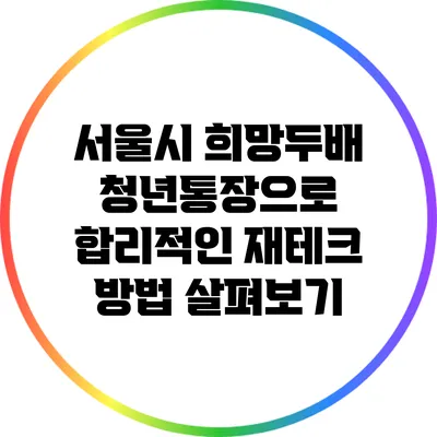 서울시 희망두배 청년통장으로 합리적인 재테크 방법 살펴보기