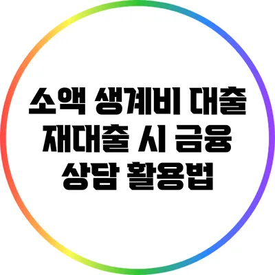소액 생계비 대출 재대출 시 금융 상담 활용법