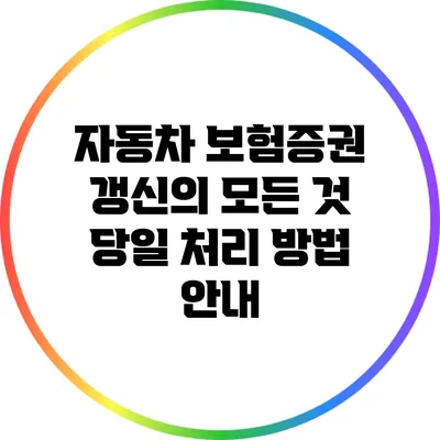 자동차 보험증권 갱신의 모든 것: 당일 처리 방법 안내