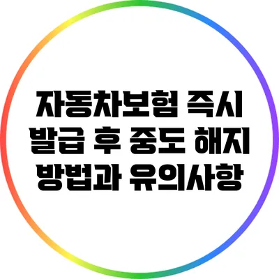 자동차보험 즉시 발급 후 중도 해지 방법과 유의사항