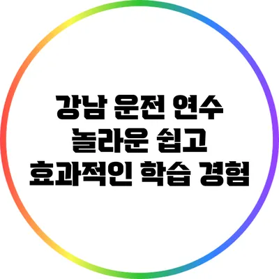 강남 운전 연수: 놀라운 쉽고 효과적인 학습 경험