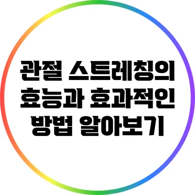 관절 스트레칭의 효능과 효과적인 방법 알아보기