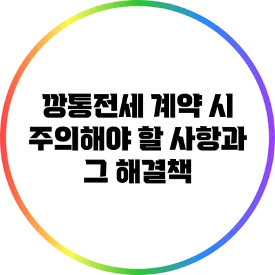 깡통전세 계약 시 주의해야 할 사항과 그 해결책