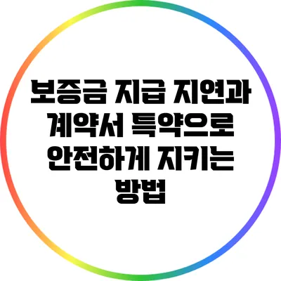 보증금 지급 지연과 계약서 특약으로 안전하게 지키는 방법