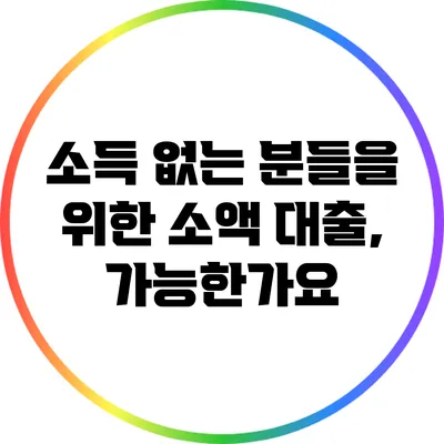 소득 없는 분들을 위한 소액 대출, 가능한가요?