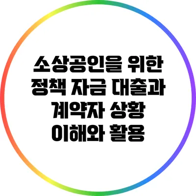 소상공인을 위한 정책 자금 대출과 계약자 상황 : 이해와 활용