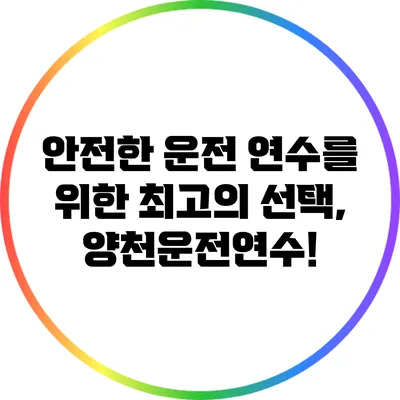 안전한 운전 연수를 위한 최고의 선택, 양천운전연수!