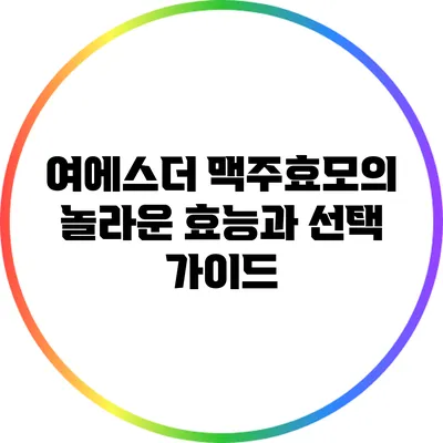 여에스더 맥주효모의 놀라운 효능과 선택 가이드