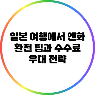 일본 여행에서 엔화 환전 팁과 수수료 우대 전략