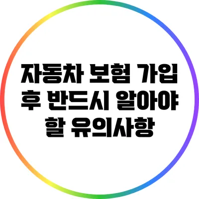 자동차 보험 가입 후 반드시 알아야 할 유의사항