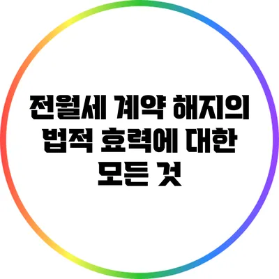 전월세 계약 해지의 법적 효력에 대한 모든 것