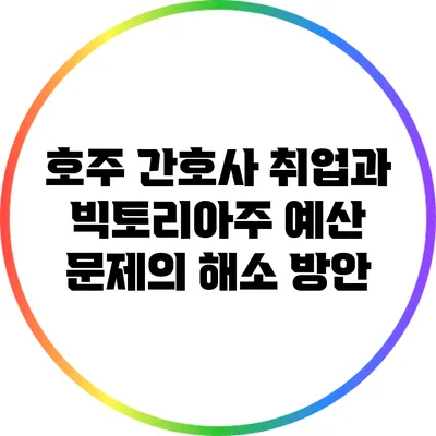 호주 간호사 취업과 빅토리아주 예산 문제의 해소 방안