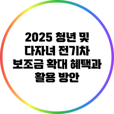 2025 청년 및 다자녀 전기차 보조금 확대: 혜택과 활용 방안