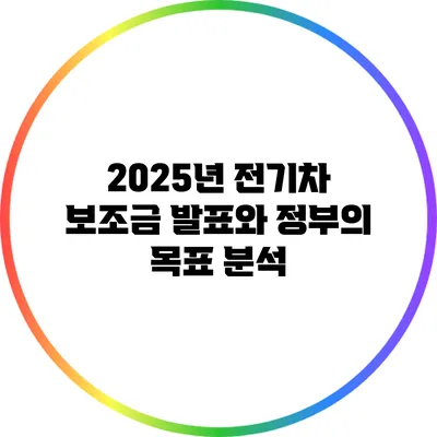 2025년 전기차 보조금 발표와 정부의 목표 분석
