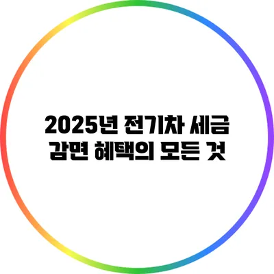 2025년 전기차 세금 감면 혜택의 모든 것