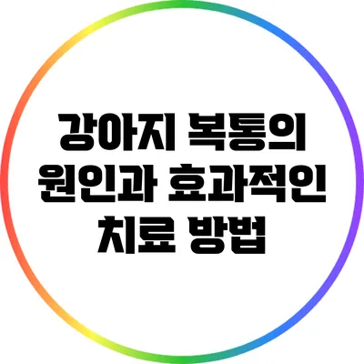 강아지 복통의 원인과 효과적인 치료 방법