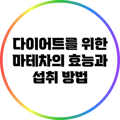 다이어트를 위한 마테차의 효능과 섭취 방법