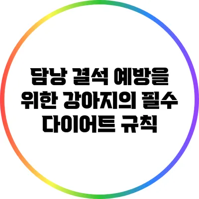 담낭 결석 예방을 위한 강아지의 필수 다이어트 규칙