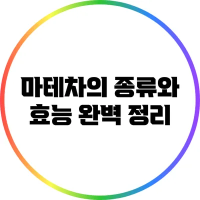 마테차의 종류와 효능 완벽 정리