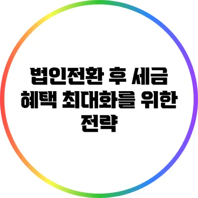 법인전환 후 세금 혜택 최대화를 위한 전략