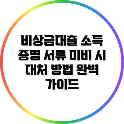 비상금대출 소득 증명 서류 미비 시 대처 방법 완벽 가이드