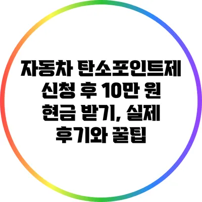 자동차 탄소포인트제 신청 후 10만 원 현금 받기, 실제 후기와 꿀팁