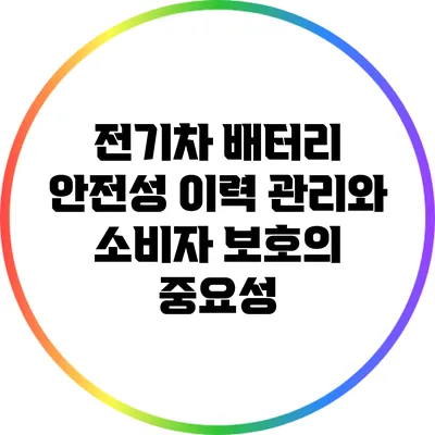 전기차 배터리 안전성 이력 관리와 소비자 보호의 중요성