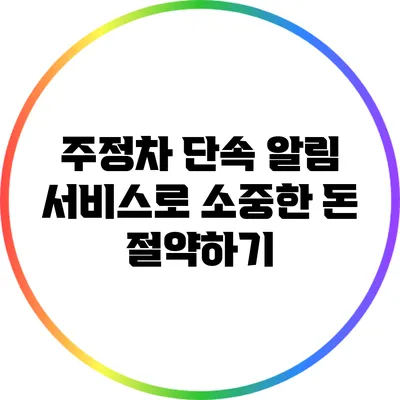 주정차 단속 알림 서비스로 소중한 돈 절약하기