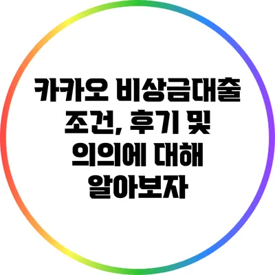 카카오 비상금대출: 조건, 후기 및 의의에 대해 알아보자