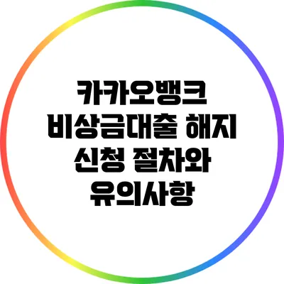 카카오뱅크 비상금대출 해지 신청 절차와 유의사항