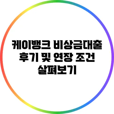 케이뱅크 비상금대출 후기 및 연장 조건 살펴보기