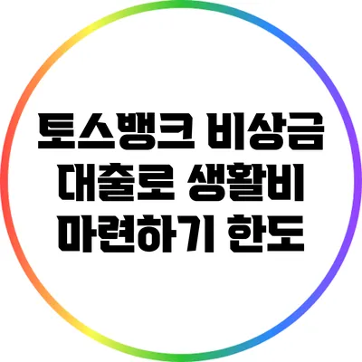 토스뱅크 비상금 대출로 생활비 마련하기: 한도