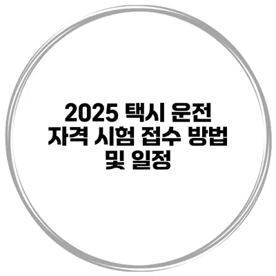 2025 택시 운전 자격 시험 접수 방법 및 일정