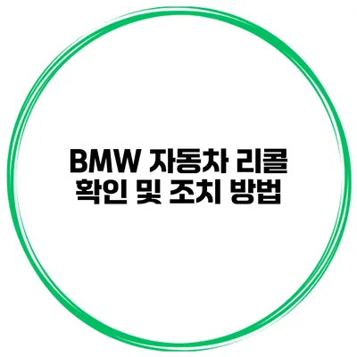 BMW 자동차 리콜 확인 및 조치 방법