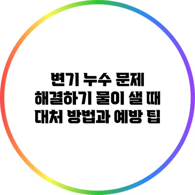 변기 누수 문제 해결하기: 물이 샐 때 대처 방법과 예방 팁